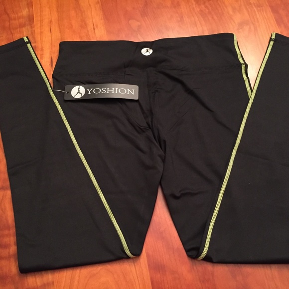 Yoshion Yoga Pants  Black/Lime Stiching - NWT - Picture 2 of 5